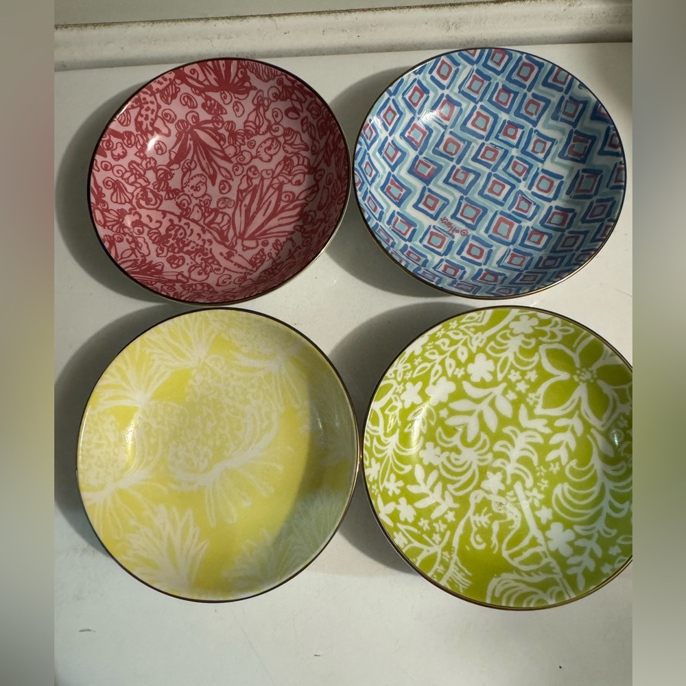 LILLY PULITZER Target Porcelain Bowls With 18kt Gold Rim Set Of 4 10oz
